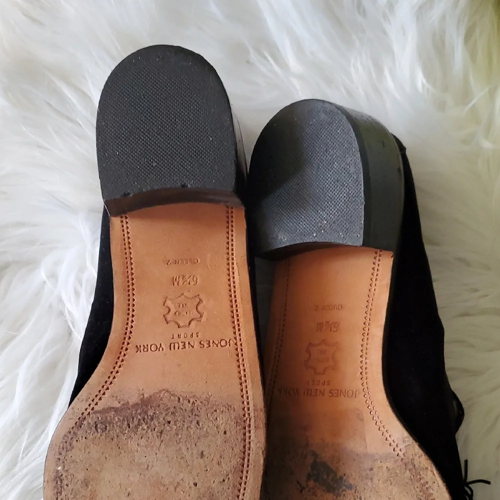 Jones New York Black Vintage Suede Slip On Loafers with Embroidered Design 6.5 - Picture 6 of 15